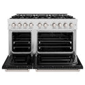 ZLINE 48 in. 6.7 cu. ft. Classic Double Oven Gas Range with 8 Burner Cooktop in Satin Stainless Steel with Black Matte Doors (CGRS-BLM-48)
