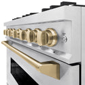 ZLINE Autograph Edition 36 in. 5.2 cu. ft. Classic Gas Range with 6 Burner Cooktop and Convection Gas Oven in Satin Stainless Steel and Champagne Bronze Accents (CGRSZ-36-CB)