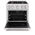 ZLINE 30 in. 4.2 cu. ft. Classic Gas Range with Convection Gas Oven in Satin Stainless Steel with 4 Brass Burners (CGRS-BR-30)
