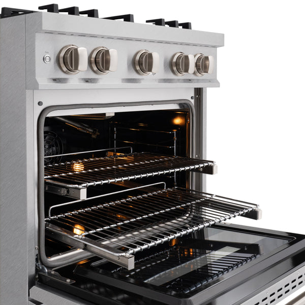 ZLINE 30 in. 4.2 cu. ft. Classic Gas Range with Convection Gas Oven in Satin Stainless Steel with 4 Brass Burners (CGRS-BR-30)