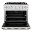 ZLINE 36 in. 5.2 cu. ft. Classic Gas Range with Convection Gas Oven in Satin Stainless Steel with 6 Brass Burners (CGRS-BR-36)