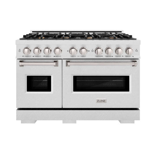 ZLINE 48 in. 6.7 cu. ft. Classic Double Oven Gas Range in Satin Stainless Steel with 8 Brass Burners (CGRS-BR-48)