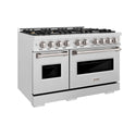 ZLINE 48 in. 6.7 cu. ft. Classic Double Oven Gas Range in Satin Stainless Steel with 8 Brass Burners (CGRS-BR-48)