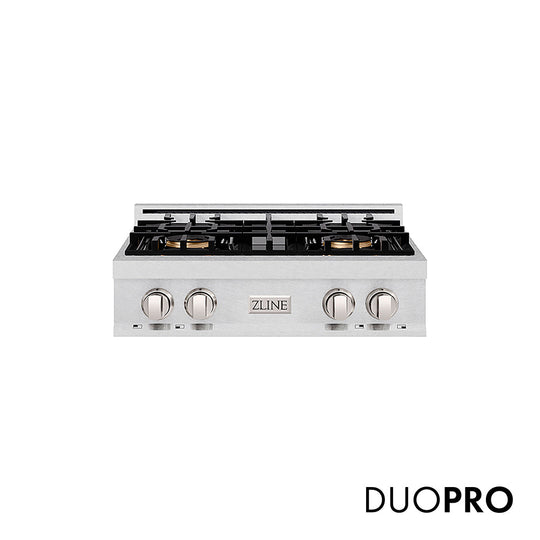 ZLINE 30 in. Classic Gas Rangetop with 4 Burner DuoPro™ Cooktop in Satin Stainless Steel (PCRTS-30)