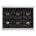 ZLINE Autograph Edition 36 in. Classic Gas Rangetop with 6 Burner DuoPro™ Cooktop in Satin Stainless Steel and Polished Gold Accents (PCRTSZ-36-G)
