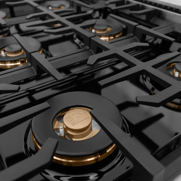 ZLINE Autograph Edition 48 in. Classic Gas Rangetop with 8 Burner DuoPro™ Cooktop in Satin Stainless Steel and Champagne Bronze Accents (PCRTSZ-48-CB)