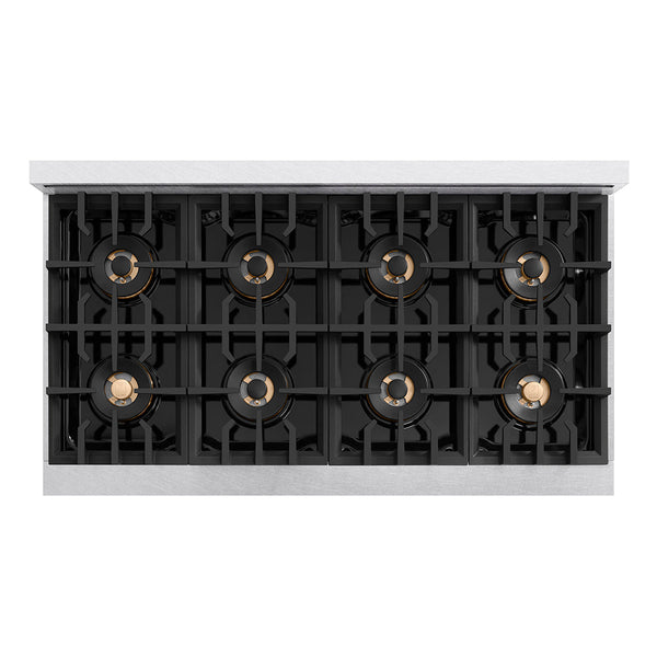 ZLINE Autograph Edition 48 in. Classic Gas Rangetop with 8 Burner DuoPro™ Cooktop in Satin Stainless Steel and Matte Black Accents (PCRTSZ-48-MB)
