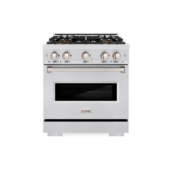 ZLINE 30 in. 4.2 cu. ft. Classic Dual Fuel Range with 4 Burner DuoPro™ Cooktop and Electric Convection Oven in Satin Stainless Steel (PCDRS-30)