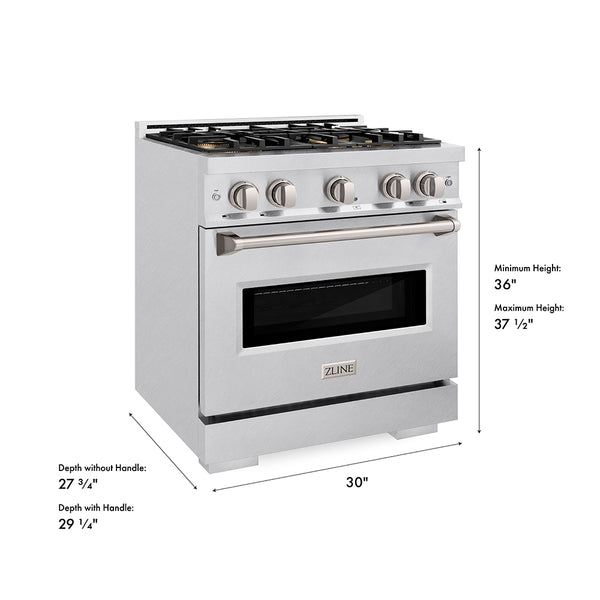 ZLINE 30 in. 4.2 cu. ft. Classic Dual Fuel Range with 4 Burner DuoPro™ Cooktop and Electric Convection Oven in Satin Stainless Steel (PCDRS-30)