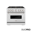 ZLINE 36 in. 5.2 cu. ft. Classic Dual Fuel Range with 6 Burner DuoPro™ Cooktop and Electric Convection Oven in Satin Stainless Steel (PCDRS-36)