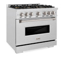 ZLINE 36 in. 5.2 cu. ft. Classic Dual Fuel Range with 6 Burner DuoPro™ Cooktop and Electric Convection Oven in Satin Stainless Steel (PCDRS-36)