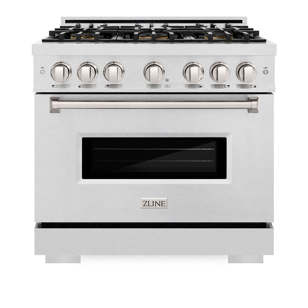 ZLINE 36 in. 5.2 cu. ft. Classic Dual Fuel Range with 6 Burner DuoPro™ Cooktop and Electric Convection Oven in Satin Stainless Steel (PCDRS-36)