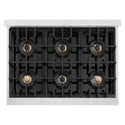 ZLINE 36 in. 5.2 cu. ft. Classic Dual Fuel Range with 6 Burner DuoPro™ Cooktop and Electric Convection Oven in Satin Stainless Steel (PCDRS-36)