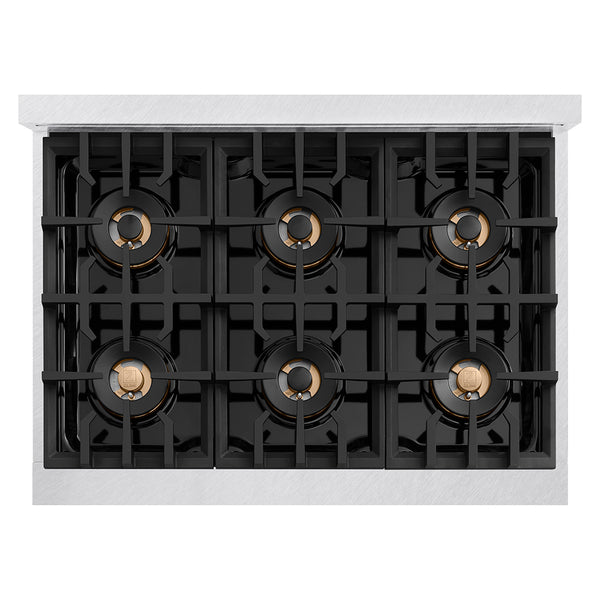 ZLINE 36 in. 5.2 cu. ft. Classic Dual Fuel Range with 6 Burner DuoPro™ Cooktop and Electric Convection Oven in Satin Stainless Steel (PCDRS-36)