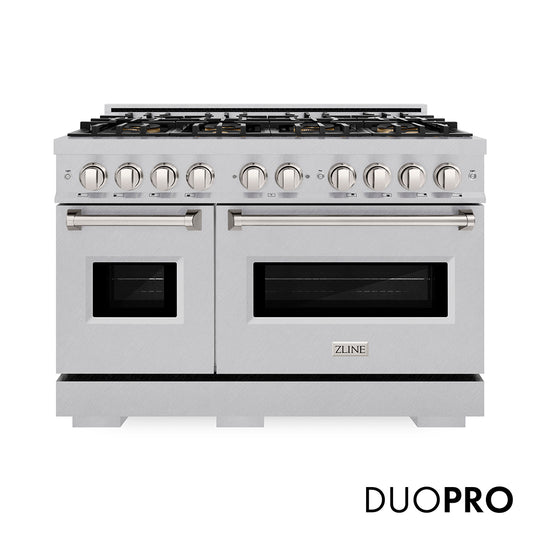 ZLINE 48 in. 6.7 cu. ft. Classic Dual Fuel Range with 8 Burner DuoPro™ Cooktop and Dual Ovens in Satin Stainless Steel (PCDRS-48)