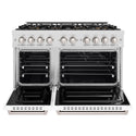 ZLINE 48 in. 6.7 cu. ft. Classic Dual Fuel Range with 8 Burner DuoPro™ Cooktop and Dual Ovens in Satin Stainless Steel with White Matte Doors (PCDRS-WM-48)