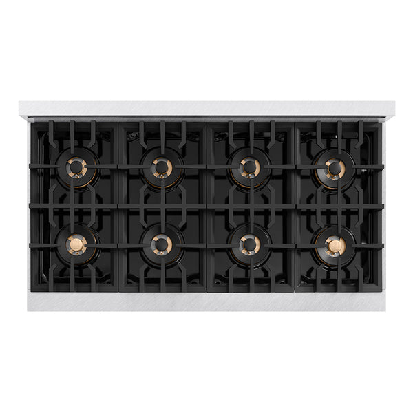 ZLINE 48 in. 6.7 cu. ft. Classic Dual Fuel Range with 8 Burner DuoPro™ Cooktop and Dual Ovens in Satin Stainless Steel with White Matte Doors (PCDRS-WM-48)