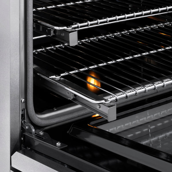 ZLINE Autograph Edition 36 in. 5.2 cu. ft. Classic Dual Fuel Range with 6 Burner DuoPro™ Cooktop and Electric Convection Oven in Satin Stainless Steel and Champagne Bronze Accents (PCDRSZ-36-CB)