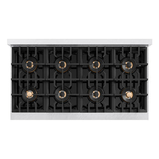 ZLINE Autograph Edition 48 in. 6.7 cu. ft. Classic Dual Fuel Range with 8 Burner DuoPro™ Cooktop and Dual Ovens in Satin Stainless Steel and Champagne Bronze Accents (PCDRSZ-48-CB)