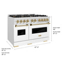 ZLINE Autograph Edition 48 in. 6.7 cu. ft. Classic Dual Fuel Range with 8 Burner DuoPro™ Cooktop and Dual Ovens in Satin Stainless Steel with White Matte Doors and Champagne Bronze Accents (PCDRSZ-WM-48-CB)