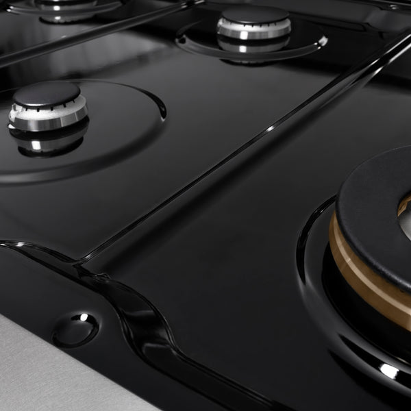 ZLINE 48 in. Classic Gas Rangetop with 8 Brass Burners and Porcelain Cooktop in Satin Stainless Steel with Griddle (RTS-BR-GR-48)