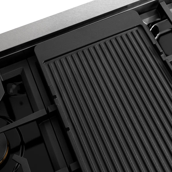 ZLINE Autograph Edition 48 in. Classic Gas Rangetop with 8 Burners and Porcelain Cooktop in Satin Stainless Steel with Polished Gold Accents (RTSZ-48-G)