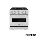ZLINE 30 in. 4.2 cu. ft. Classic Gas Range with 4 Burner DuoPro™ Cooktop and Convection Gas Oven in Satin Stainless Steel (PCGRS-30)