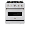 ZLINE 30 in. 4.2 cu. ft. Classic Gas Range with 4 Burner DuoPro™ Cooktop and Convection Gas Oven in Satin Stainless Steel (PCGRS-30)