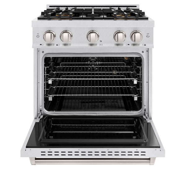 ZLINE 30 in. 4.2 cu. ft. Classic Gas Range with 4 Burner DuoPro™ Cooktop and Convection Gas Oven in Satin Stainless Steel (PCGRS-30)