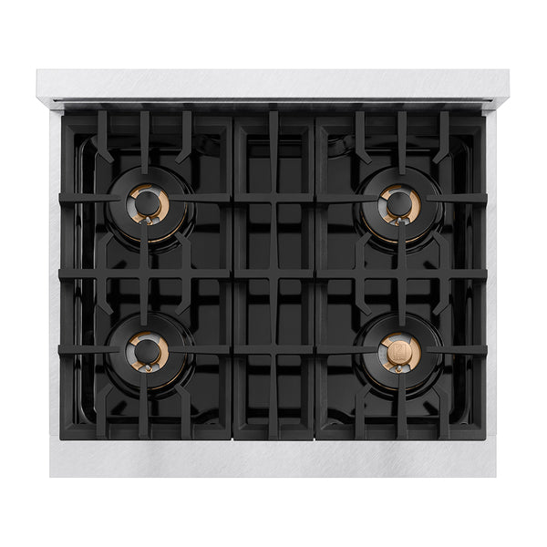 ZLINE 30 in. 4.2 cu. ft. Classic Gas Range with 4 Burner DuoPro™ Cooktop and Convection Gas Oven in Satin Stainless Steel (PCGRS-30)
