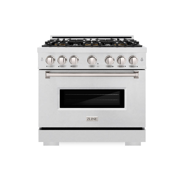 ZLINE 36 in. 5.2 cu. ft. Classic Gas Range with 6 Burner DuoPro™ Cooktop and Convection Gas Oven in Satin Stainless Steel (PCGRS-36)