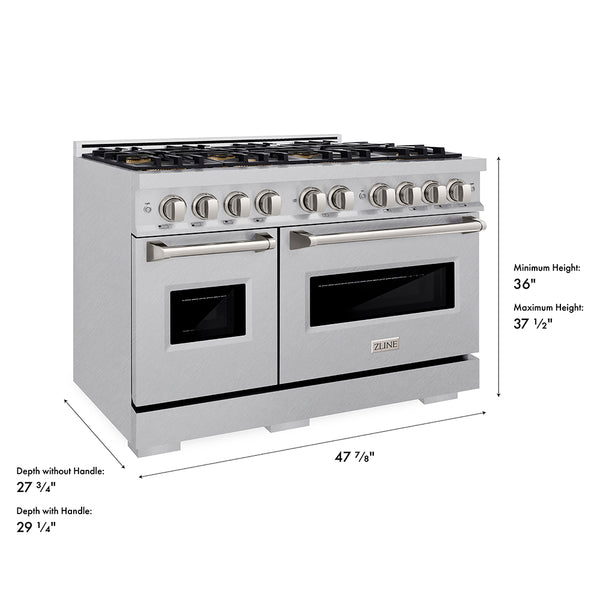 ZLINE 48 in. 6.7 cu. ft. Classic Gas Range with 8 Burner DuoPro™ Cooktop and Dual Ovens in Satin Stainless Steel (PCGRS-48)