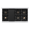 ZLINE Autograph Edition 48 in. 6.7 cu. ft. Classic Gas Range with 8 Burner DuoPro™ Cooktop and Dual Ovens in Satin Stainless Steel and Champagne Bronze Accents (PCGRSZ-48-CB)