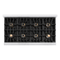 ZLINE Autograph Edition 48 in. 6.7 cu. ft. Classic Gas Range with 8 Burner DuoPro™ Cooktop and Dual Ovens in Satin Stainless Steel and Champagne Bronze Accents (PCGRSZ-48-CB)