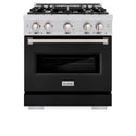 ZLINE 30 in. 4.2 cu. ft. Classic Dual Fuel Range with 4 Burner Gas Cooktop and Electric Convection Oven in Stainless Steel with Black Matte Door (CDR-BLM-30)