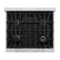 ZLINE 30 in. 4.2 cu. ft. Classic Gas Range with 4 Burner Cooktop and Convection Gas Oven in Stainless Steel with Black Matte Door (CGR-BLM-30)