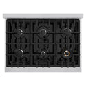 ZLINE 36 in. 5.2 cu. ft. Classic Gas Range with 6 Burner Cooktop and Convection Gas Oven in Stainless Steel with Black Matte Door (CGR-BLM-36)
