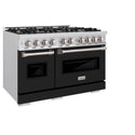 ZLINE 48 in. 6.7 cu. ft. Classic Double Oven Gas Range with 8 Burner Cooktop in Stainless Steel with Black Matte Doors (CGR-BLM-48)