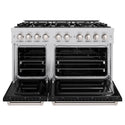 ZLINE 48 in. 6.7 cu. ft. Classic Double Oven Dual Fuel Range with 8 Burner Gas Cooktop in Stainless Steel with Black Matte Doors (CDR-BLM-48)