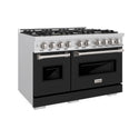 ZLINE 48 in. 6.7 cu. ft. Classic Double Oven Dual Fuel Range with 8 Burner Gas Cooktop in Stainless Steel with Black Matte Doors (CDR-BLM-48)