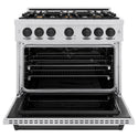 ZLINE Autograph Edition 36 in. 5.2 cu. ft. Classic Dual Fuel Range with 6 Burner Gas Cooktop and Electric Convection Oven in Stainless Steel with Matte Black Accents (CDRZ-36-MB)