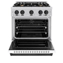 ZLINE Autograph Edition 30 in. 4.2 cu. ft. Classic Dual Fuel Range with 4 Burner Gas Cooktop and Electric Convection Oven in Stainless Steel with White Matte Door and Matte Black Accents (CDRZ-WM-30-MB)