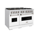ZLINE 48 in. 6.7 cu. ft. Classic Dual Fuel Range with 8 Burner DuoPro™ Cooktop and Dual Ovens with White Matte Doors (PCDR-WM-48)