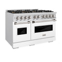 ZLINE 48 in. 6.7 cu. ft. Classic Dual Fuel Range with 8 Burner DuoPro™ Cooktop and Dual Ovens with White Matte Doors (PCDR-WM-48)