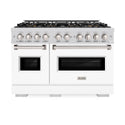 ZLINE 48 in. 6.7 cu. ft. Classic Dual Fuel Range with 8 Burner DuoPro™ Cooktop and Dual Ovens with White Matte Doors (PCDR-WM-48)