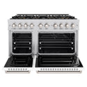 ZLINE 48 in. 6.7 cu. ft. Classic Dual Fuel Range with 8 Burner DuoPro™ Cooktop and Dual Ovens with White Matte Doors (PCDR-WM-48)