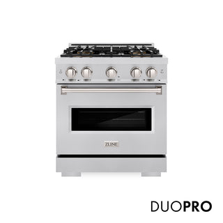 ZLINE 30 in. 4.2 cu. ft. Classic Dual Fuel Range with 4 Burner DuoPro™ Cooktop and Electric Convection Oven in Stainless Steel (PCDR30)