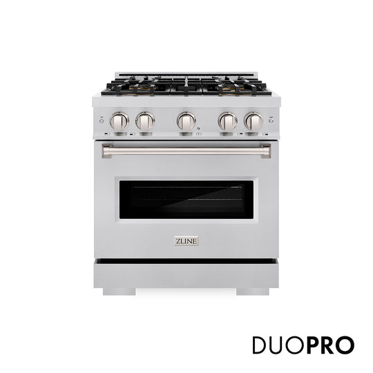 ZLINE 30 in. 4.2 cu. ft. Classic Dual Fuel Range with 4 Burner DuoPro™ Cooktop and Electric Convection Oven in Stainless Steel (PCDR30)