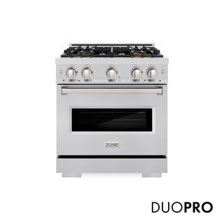 ZLINE 30 in. 4.2 cu. ft. Classic Dual Fuel Range with 4 Burner DuoPro™ Cooktop and Electric Convection Oven in Stainless Steel (PCDR30)