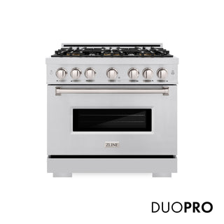 ZLINE 36 in. 5.2 cu. ft. Classic Dual Fuel Range with 6 Burner DuoPro™ Cooktop and Electric Convection Oven in Stainless Steel (PCDR36)